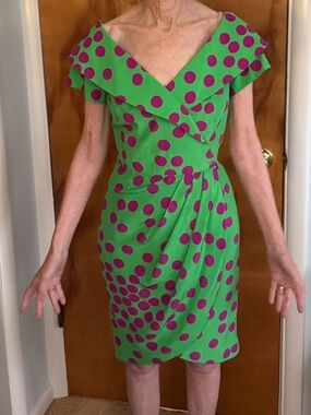 1980’s Vintage Arnold Scaasi Silk Cocktail Dress. Never Worn!